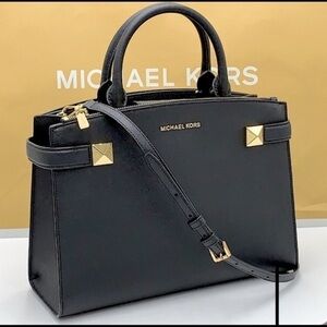 Michael Kors Karla East West Satchel Leather Navy